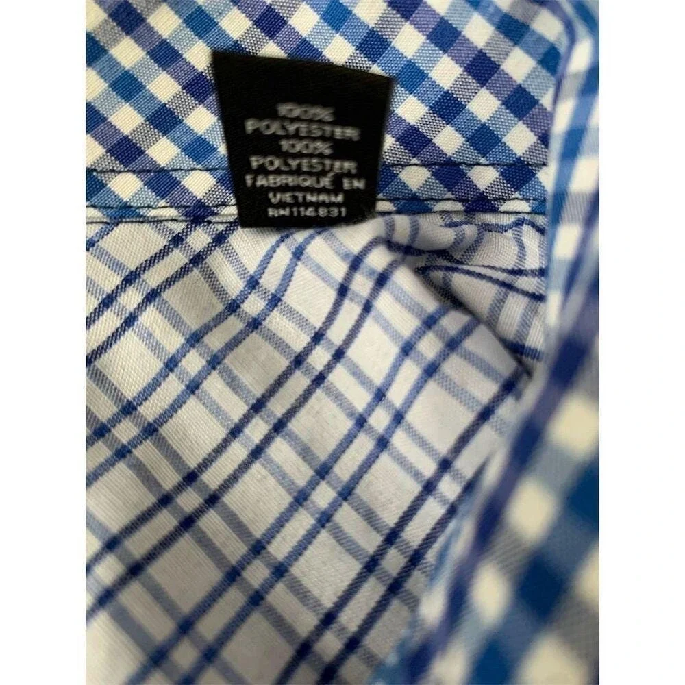 Nicole Miller New York Men's M Blue Polka Dot Long Sleeve Button-Up Shirt